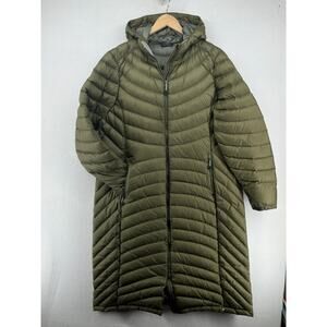 LL BEAN Coat Women XL Ultralight 850 Goose Down Hooded Jacket Parka Puffer Green